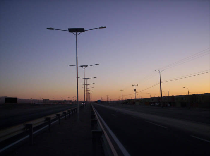 Solar andSolar and Wind Turbine LED Street Light, LU1 in University in Concepción, Chile
